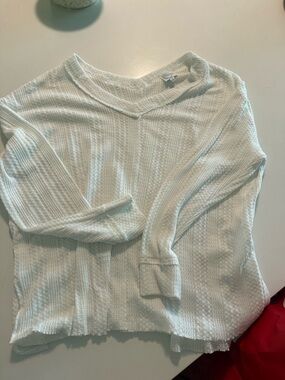 Blue Rain White Waffle Knit Top Boutique